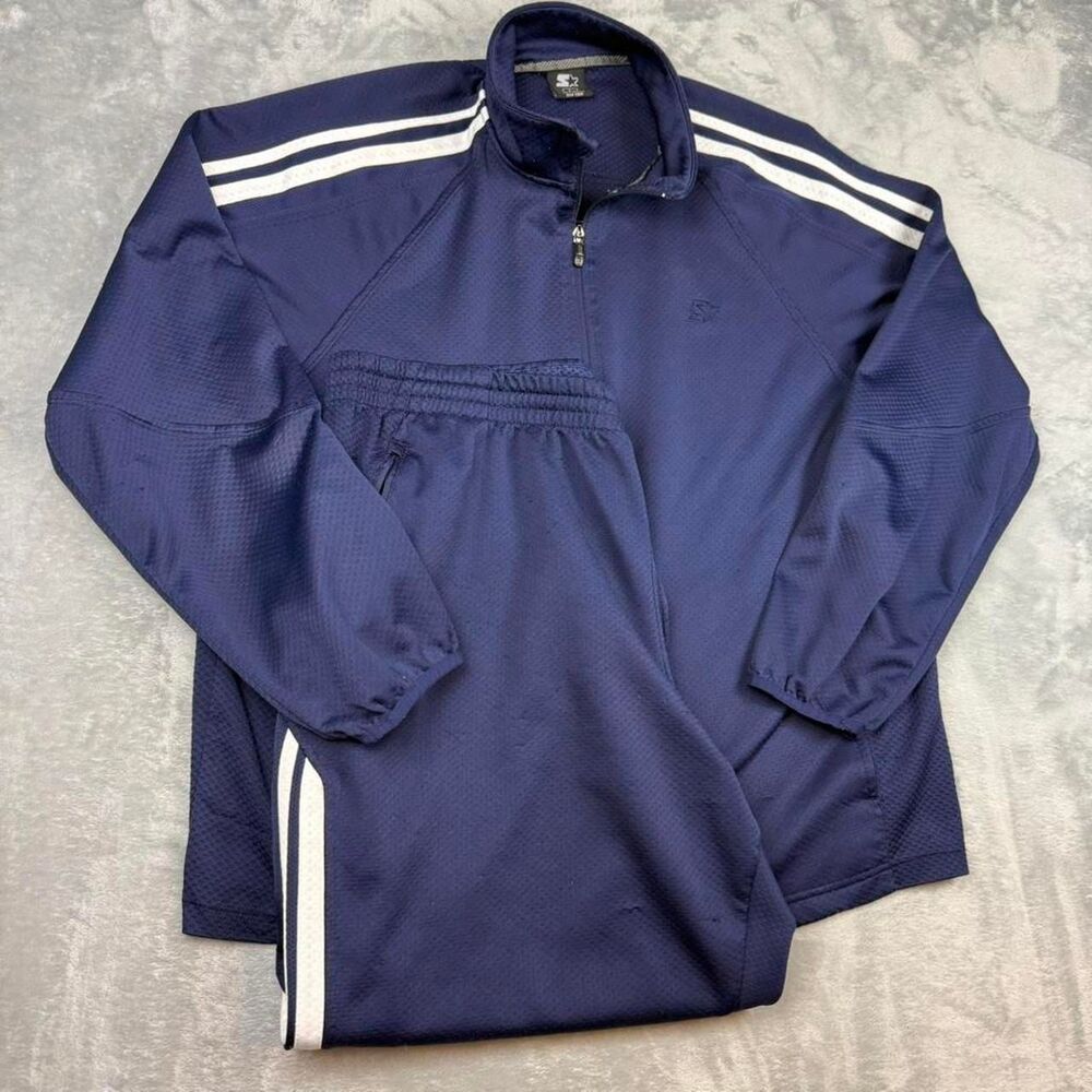 Vintage Starter Track Set – Navy Blue – Jacket & Pants – Size L/XL